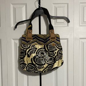 Vintage Fossil Floral Key-per Coated Canvas Shoulder Bag & key purse pocketbook